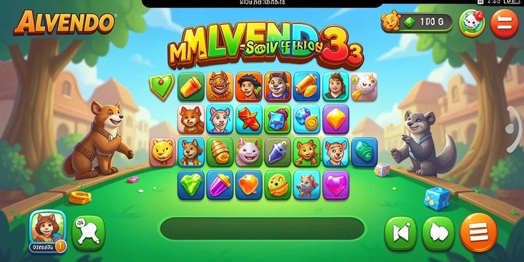 Tampilan gameplay ALVENDO dengan kombinasi Match-3 yang menarik.