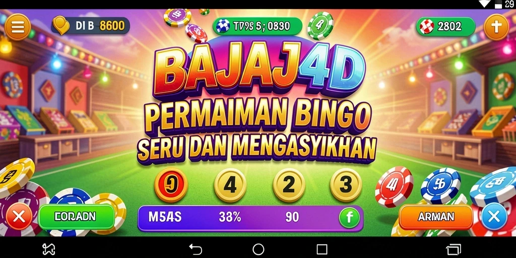 Tampilan gameplay seru dari BAJAJ4D dengan kartu bingo dan efek suara yang menyenangkan.