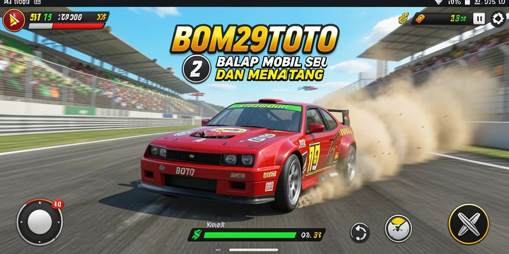 Screenshot gameplay balap yang mendebarkan dalam BOM29TOTO.