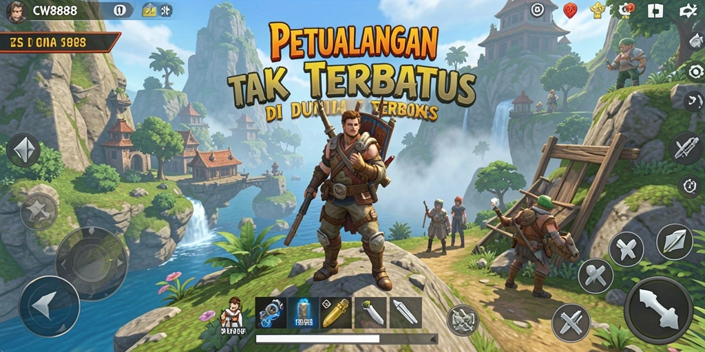 Tampilan gameplay CW8888 yang menampilkan dunia terbuka yang luas.