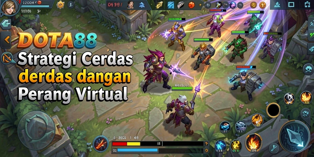 Screenshot gameplay DOTA88 menampilkan pertempuran strategis yang intens.