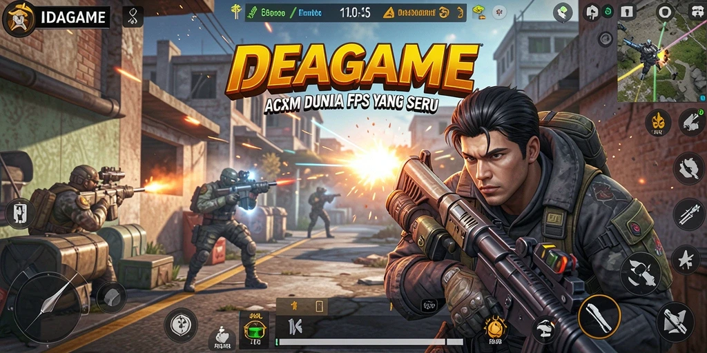 Tampilan gameplay seru dan mendebarkan dari IDAGAME di arena FPS.