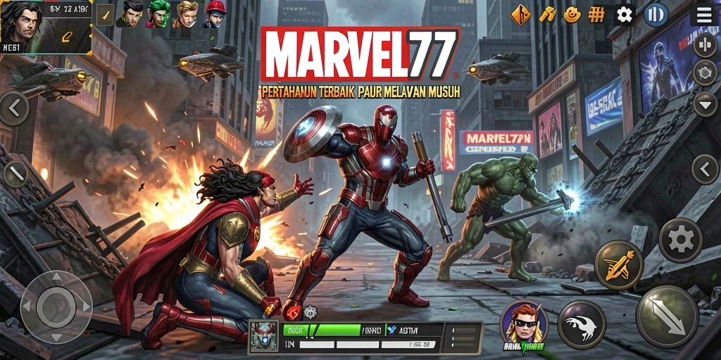 Tampilan gameplay seru dan menegangkan dari MARVEL77 di Tower Defense.