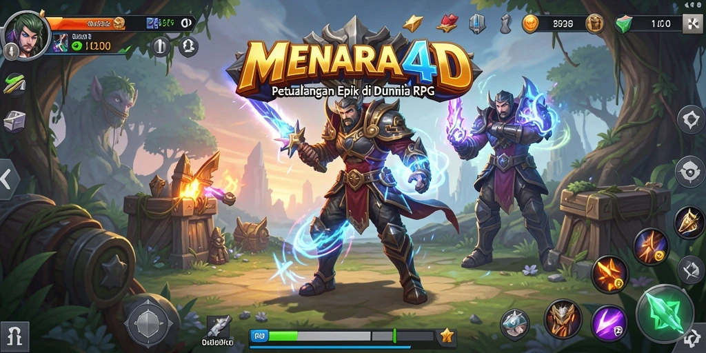 Screenshot MENARA4D menampilkan pertarungan seru di dunia RPG.