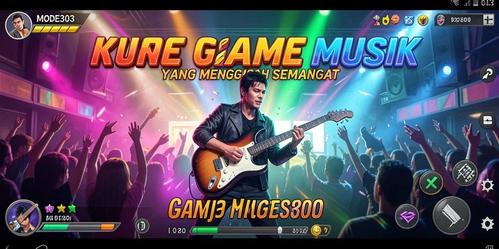 Tampilan gameplay MODE303 yang menampilkan interaksi permainan musik.