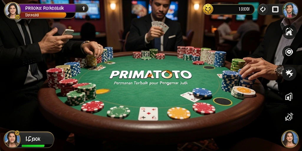 Screenshot utama PRIMATOTO menunjukkan gameplay poker yang seru dan menarik.