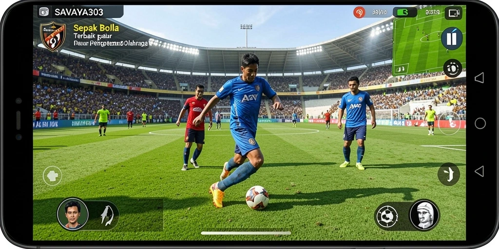 Tampilan gameplay menarik dari SAVAYA303 yang menggambarkan pertandingan sepak bola.